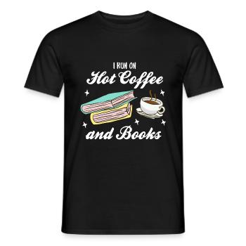 Drinking coffee, reading books, being happy - Men's T-Shirt - black - Front - AI Model Male 178 light (178cm)