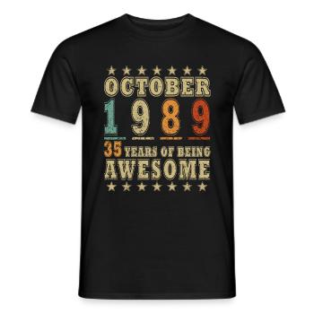 1989 October 1989 Jubilee October 1989 - Men's T-Shirt - black - Front - AI Model Male 178 light (178cm)