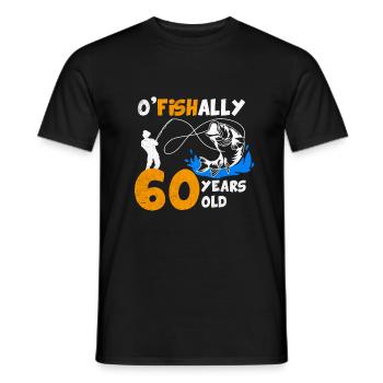 60th Birthday Angler Fishing Vintage Gift - Men's T-Shirt - black - Front - AI Model Male 178 light (178cm)