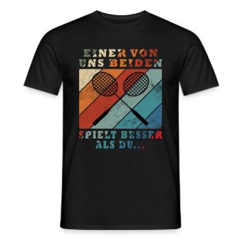 L’un de nous joue mieux que le badminton - T-shirt homme - noir - Devant - AI Model Male 178 light (178cm)