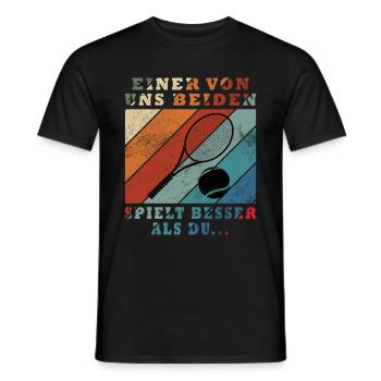 One of us plays tennis better than you - Men's T-Shirt - black - Front - AI Model Male 178 light (178cm)