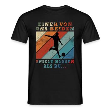 Football - L’un de nous joue mieux que - T-shirt homme - noir - Devant - AI Model Male 178 light (178cm)