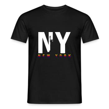 Lettrage de la ville de New York disant mème - T-shirt homme - noir - Devant - AI Model Male 178 light (178cm)