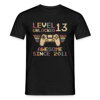 Original 2011 13 Jahre Level 13 Freischaltung - Männer T-Shirt - Schwarz - Vorne - AI Model Male 178 light (178cm)