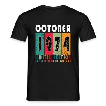 1974 October 1974 Birthday October 1974 Original - Men's T-Shirt - black - Front - AI Model Male 178 light (178cm)