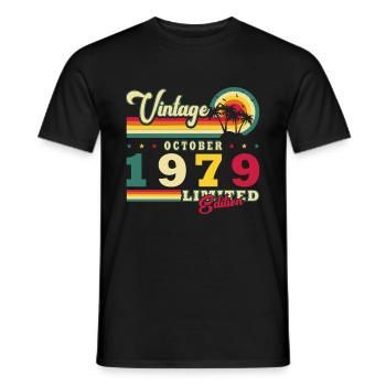 Octobre 1979 Anniversaire en octobre - Octobre 1979 - T-shirt homme - noir - Devant - AI Model Male 178 light (178cm)