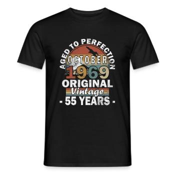 1969 Octobre 1969 Jubilé Octobre 1969 - T-shirt homme - noir - Devant - AI Model Male 178 light (178cm)