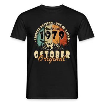 Born in October 1979 | Birthday October 1979 - Men's T-Shirt - black - Front - AI Model Male 178 light (178cm)