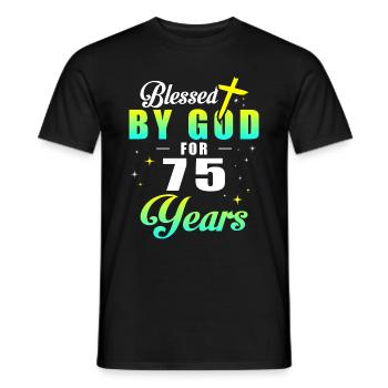 75th birthday of God 75 years - Men's T-Shirt - black - Front - AI Model Male 178 light (178cm)