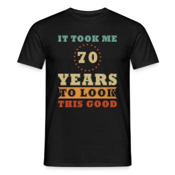 Cadeau 70ème anniversaire Rétro soixante-dix ans 70 ans Loo - T-shirt homme - noir - Devant - AI Model Male 178 light (178cm)