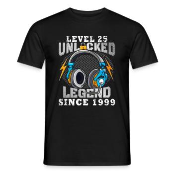 25. Geburtstag Level 25 unlocked - Männer T-Shirt - Schwarz - Vorne - AI Model Male 178 light (178cm)