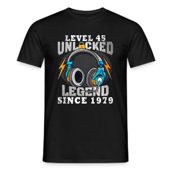 45e anniversaire Niveau 45 débloqué - T-shirt homme - noir - Devant - AI Model Male 178 light (178cm)