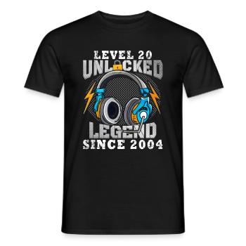 20th Birthday Level 20 unlocked - Men's T-Shirt - black - Front - AI Model Male 178 light (178cm)