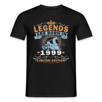 Moto Année 1999 Motard 25 ans Anniversaire - T-shirt homme - noir - Devant - AI Model Male 178 light (178cm)