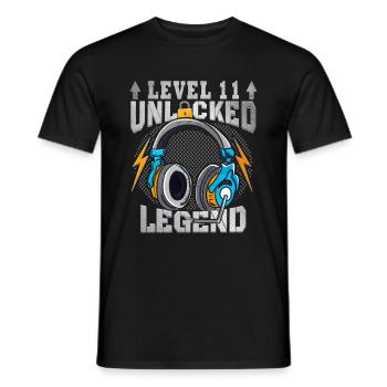 Niveau 11 Débloqué 11e anniversaire Gamer - T-shirt homme - noir - Devant - AI Model Male 178 light (178cm)
