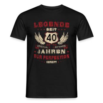 40th Birthday Legendary for 40 Years Legend 40 - Men's T-Shirt - black - Front - AI Model Male 178 light (178cm)