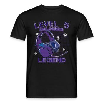 Level 5 Unlocked Gamer 5 Years - Men's T-Shirt - black - Front - AI Model Male 178 light (178cm)