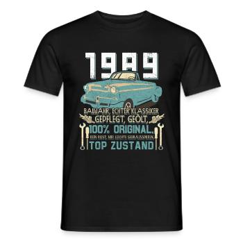 Voiture de collection 1989 Année 1989 35e anniversaire 1989 - T-shirt homme - noir - Devant - AI Model Male 178 light (178cm)