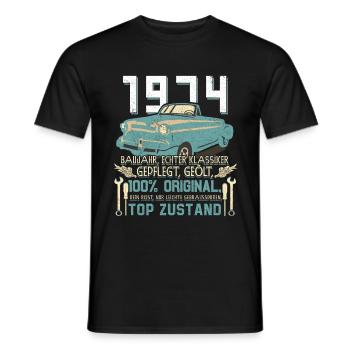 Vintage Car Year 1974 Vintage Birthday Gift - Men's T-Shirt - black - Front - AI Model Male 178 light (178cm)