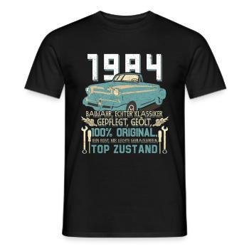 DRÔLE 40ÈME ANNIVERSAIRE VOITURE CLASSIQUE 1984 PIÈCE UNIQUE - T-shirt homme - noir - Devant - AI Model Male 178 light (178cm)