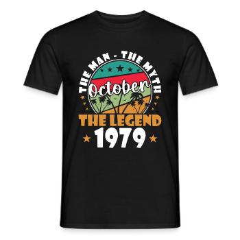 45. Geburtstag Original Oktober 1979 Jahrgang 79 - Männer T-Shirt - Schwarz - Vorne - AI Model Male 178 light (178cm)