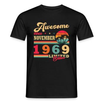 1969 Novembre 1969 Jubilé Novembre 1969 - T-shirt homme - noir - Devant - AI Model Male 178 light (178cm)