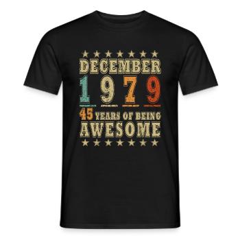 Décembre 1979 Anniversaire Décembre 1979 Décembre - T-shirt homme - noir - Devant - AI Model Male 178 light (178cm)