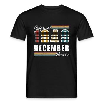 December 1949 - Great since December 1949 - Men's T-Shirt - black - Front - AI Model Male 178 light (178cm)