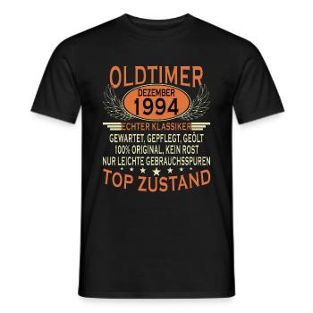 30. Geburtstag Oldtimer Dezember Jahrgang 1994 - Männer T-Shirt - Schwarz - Vorne - AI Model Male 178 light (178cm)