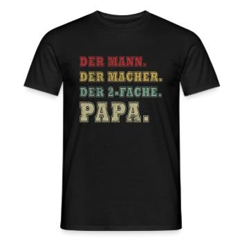 Papa 2 Kinder, Vintage-Geschenk für Papa 2 Kinder - Männer T-Shirt - Schwarz - Vorne - AI Model Male 178 light (178cm)