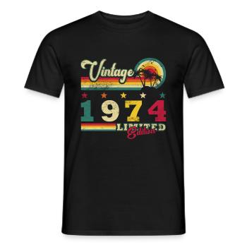 Vintage 1974 Vintage 1974 Birthday - Men's T-Shirt - black - Front - AI Model Male 178 light (178cm)