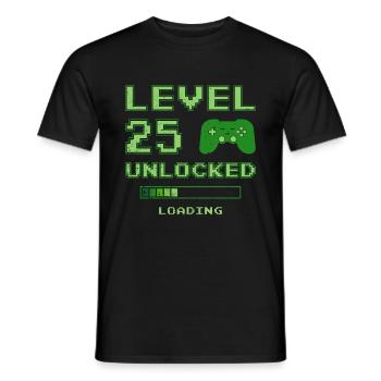 25. Geburtstag Level 25 Unlocked 25 Jahre Gamer - Männer T-Shirt - Schwarz - Vorne - AI Model Male 178 light (178cm)