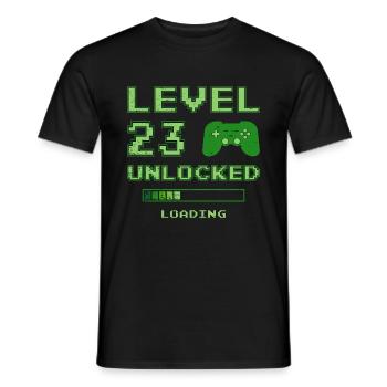 Level 23 Unlocked 23 Years Birthday Gift - Men's T-Shirt - black - Front - AI Model Male 178 light (178cm)