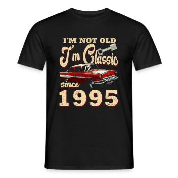 30ème Anniversaire Voiture Classique 1995 Millésime 1995 - T-shirt homme - noir - Devant - AI Model Male 178 light (178cm)