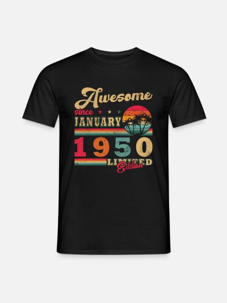 Januar 1950 Geburtstag Januar 1950 Geschenk 1950 - Männer T-Shirt - Schwarz