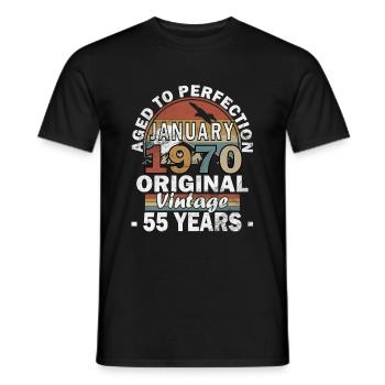 55th Birthday Vintage January 1970 Cassette 1970 - Men's T-Shirt - black - Front - AI Model Male 178 light (178cm)