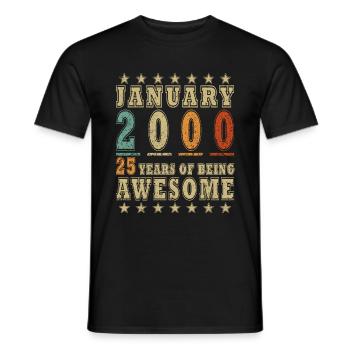 Januar 2000 Geburtstag Januar 2000 Geschenk 2000 - Männer T-Shirt - Schwarz - Vorne - AI Model Male 178 light (178cm)