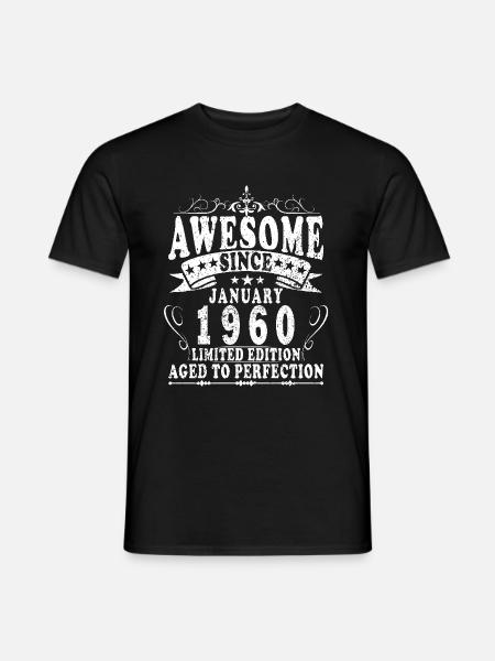 1960 Januar 1960 Jubiläum Januar 1960 - Männer T-Shirt - Schwarz