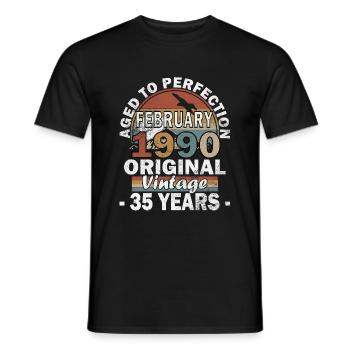Geboren im Februar 1990 vintage 1990 Geburtstag - Männer T-Shirt - Schwarz - Vorne - AI Model Male 178 light (178cm)