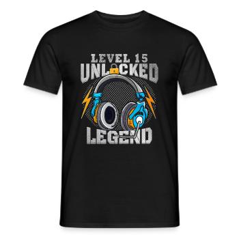 Chemise d’anniversaire de 15 ans Zocker Gamer 15. - T-shirt homme - noir - Devant - AI Model Male 178 light (178cm)