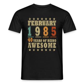 Février 1985, 40e anniversaire 1985 40e février - T-shirt homme - noir - Devant - AI Model Male 178 light (178cm)