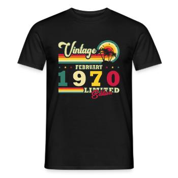 Février 1970 Vintage Born Anniversaire Rétro - T-shirt homme - noir - Devant - AI Model Male 178 light (178cm)
