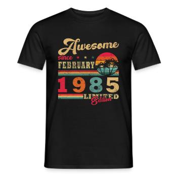 Février 1985, 40e anniversaire 1985 40e février - T-shirt homme - noir - Devant - AI Model Male 178 light (178cm)