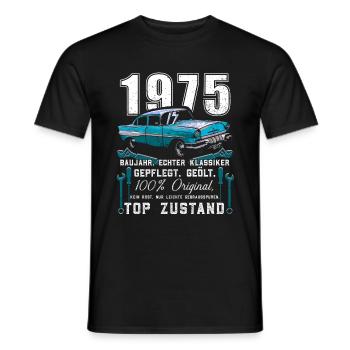 Oldtimer Baujahr 1975 Jahrgang Geburtstag Geschenk - Männer T-Shirt - Schwarz - Vorne - AI Model Male 178 light (178cm)