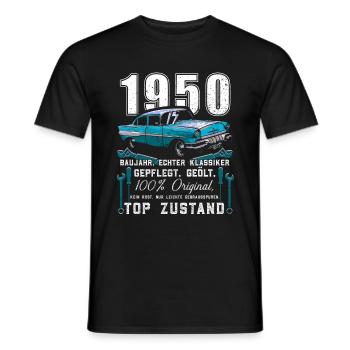 75. Geburtstag Oldtimer 1950 Jahrgang 1950 - Männer T-Shirt - Schwarz - Vorne - AI Model Male 178 light (178cm)