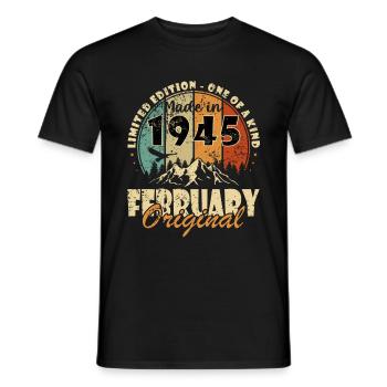 Né en février 1945 Anniversaire en février 1945 - T-shirt homme - noir - Devant - AI Model Male 178 light (178cm)