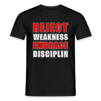 Reject Weakness Embrace Disciplin Sigma Male - Men's T-Shirt - black - Front - AI Model Male 178 light (178cm)