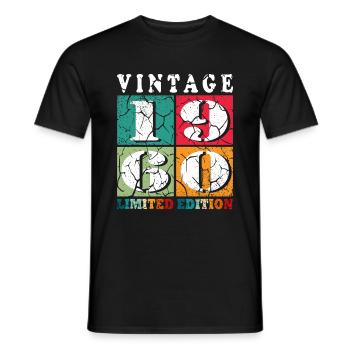 Cadeau d’anniversaire en édition limitée vintage des années 1960 - T-shirt homme - noir - Devant - AI Model Male 178 light (178cm)