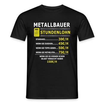 Stundenlohn Metallbauer - Männer T-Shirt - Schwarz - Vorne - AI Model Male 178 light (178cm)