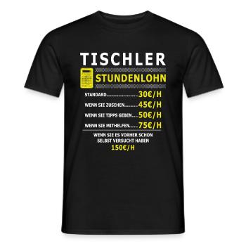 Stundenlohn | Tischler - Männer T-Shirt - Schwarz - Vorne - AI Model Male 178 light (178cm)